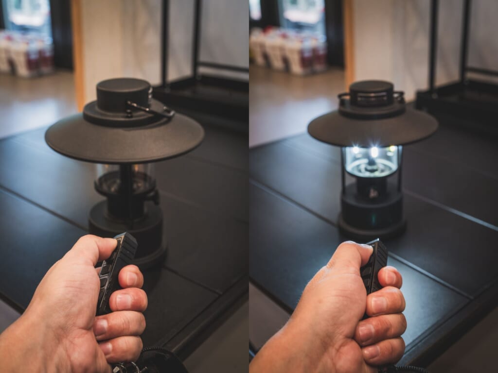 別売リモコンでRETRO LAMP RCを操作するメーカー写真