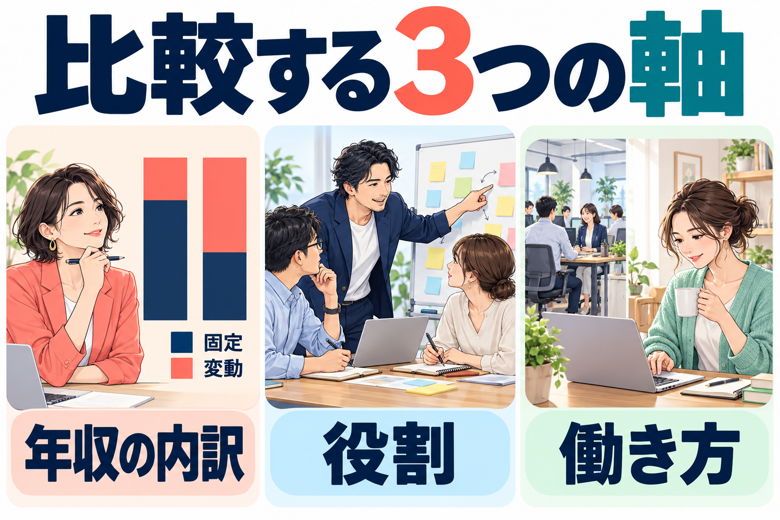 求人を年収の内訳・役割・働き方で比べる